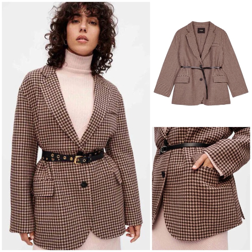 Maje ~ Oversized Houndstooth Short Coat